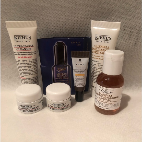 NEW 10 piece Kiehl’s skincare set for day/night cleanse, tone, moisturize, treat - Picture 1 of 7